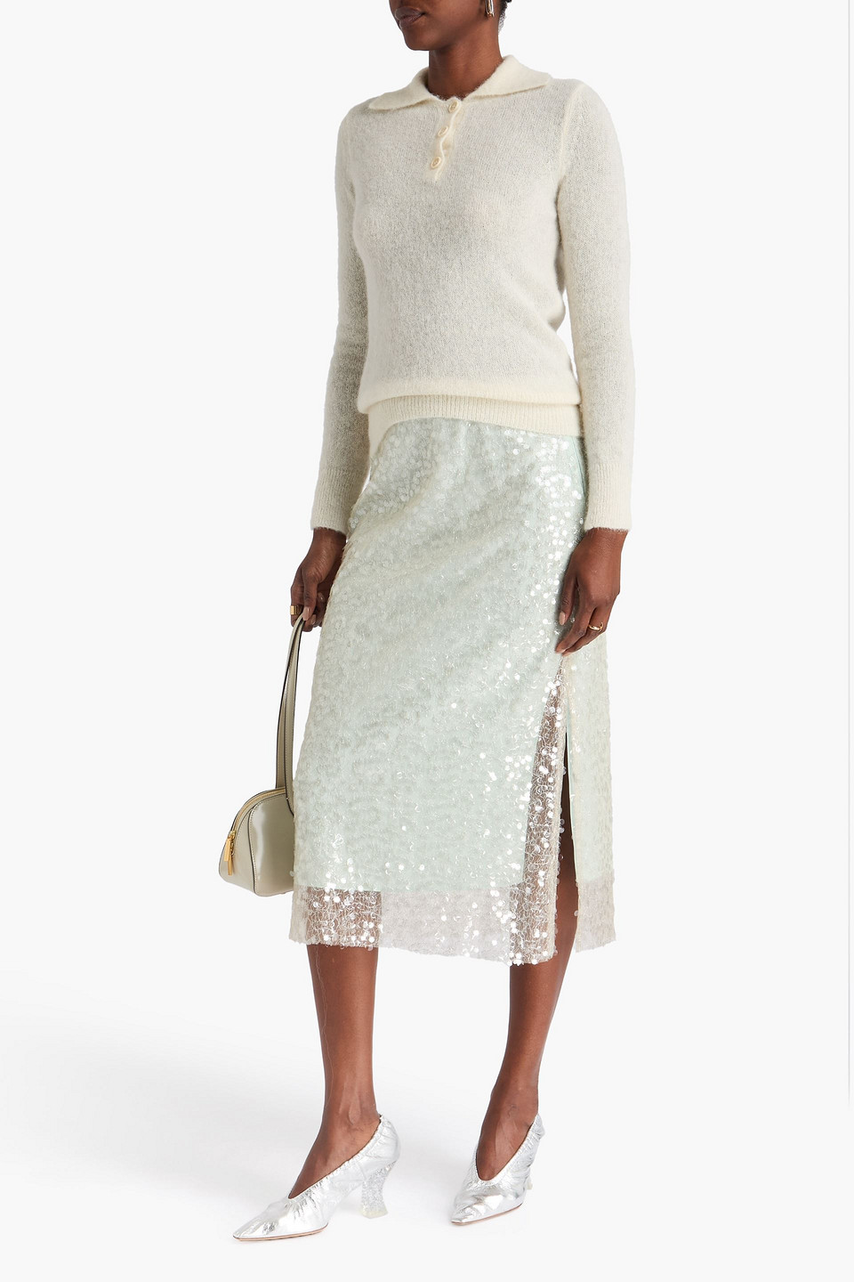  Dries Van Noten - Pullover Aus Einer Alpakamischung Mit Polokragen - Weiß - M 