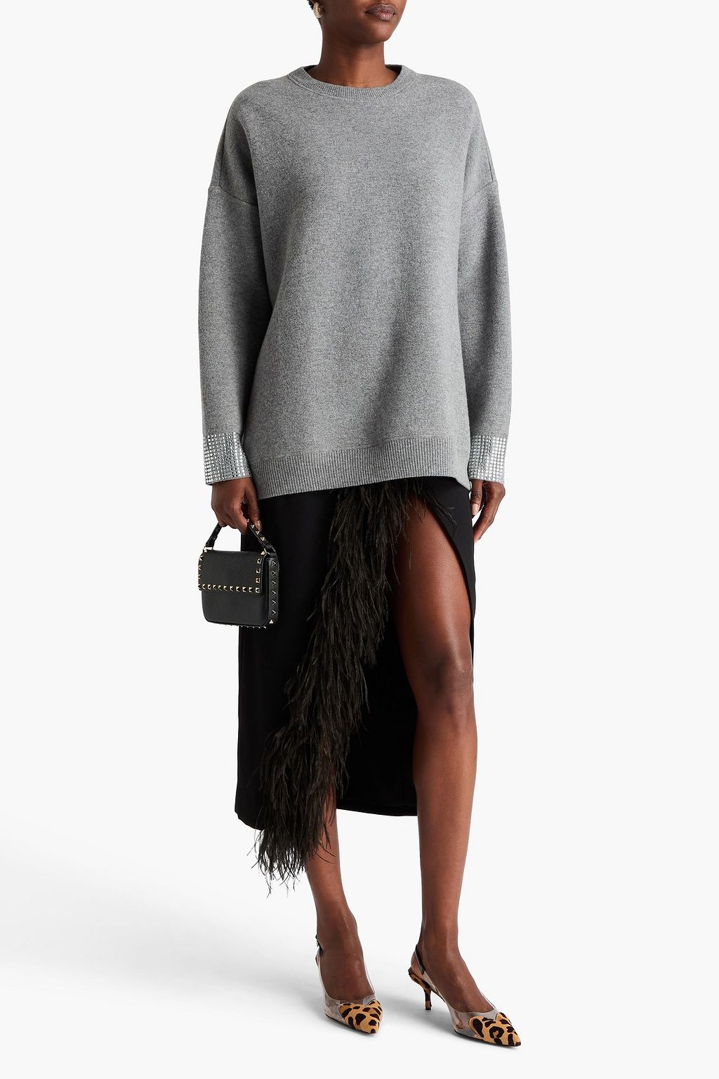 VALENTINO GARAVANI Crystal-embellished wool-blend sweater