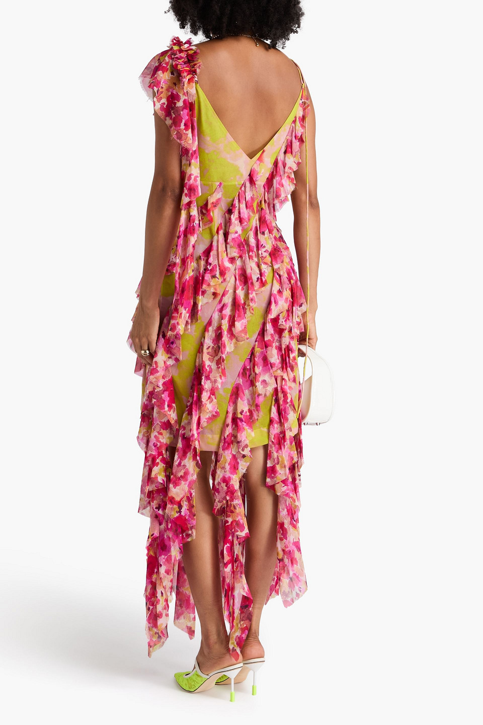  Dries Van Noten - Daylin Asymmetrisches Maxikleid Aus Chiffon Aus Einer Seidenmischung Mit Print - Pink - Fr 36 
