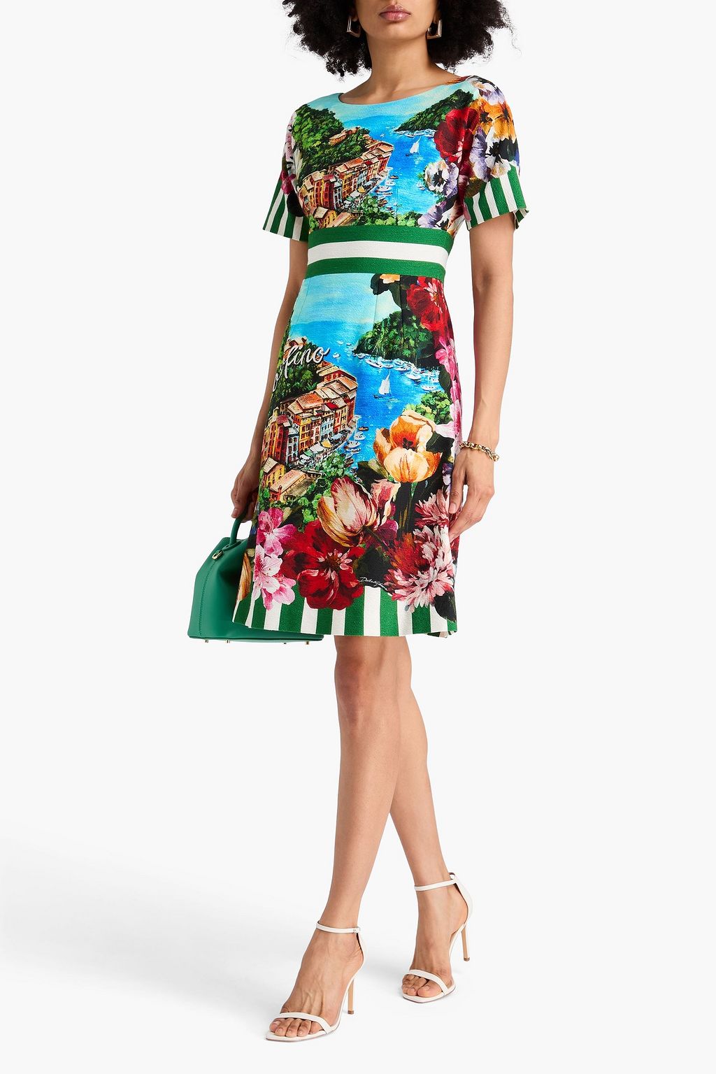 DOLCE&GABBANA Printed cotton-blend crepe dress