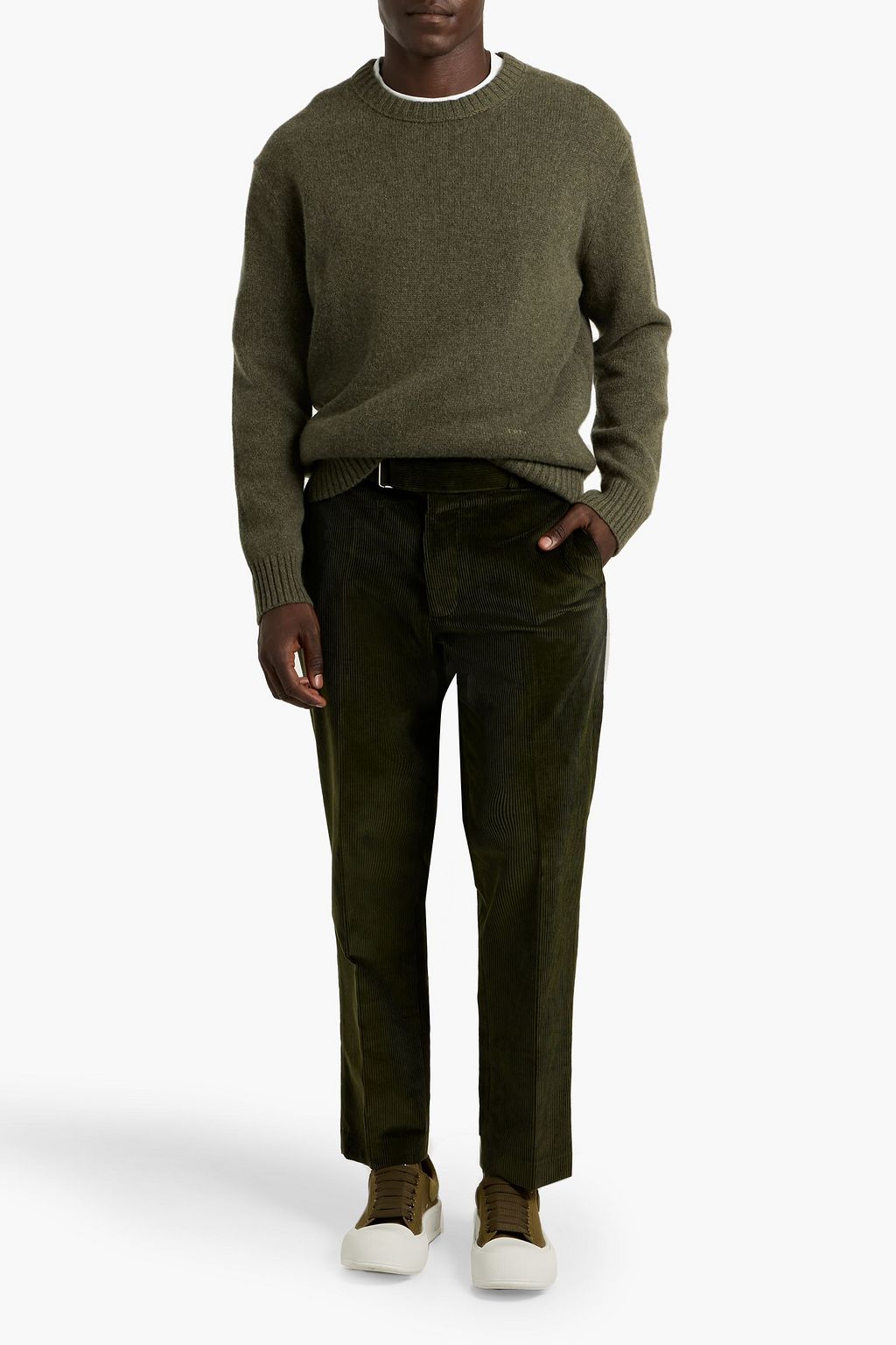 OFFICINE GÉNÉRALE Hoche belted cotton-corduroy pants