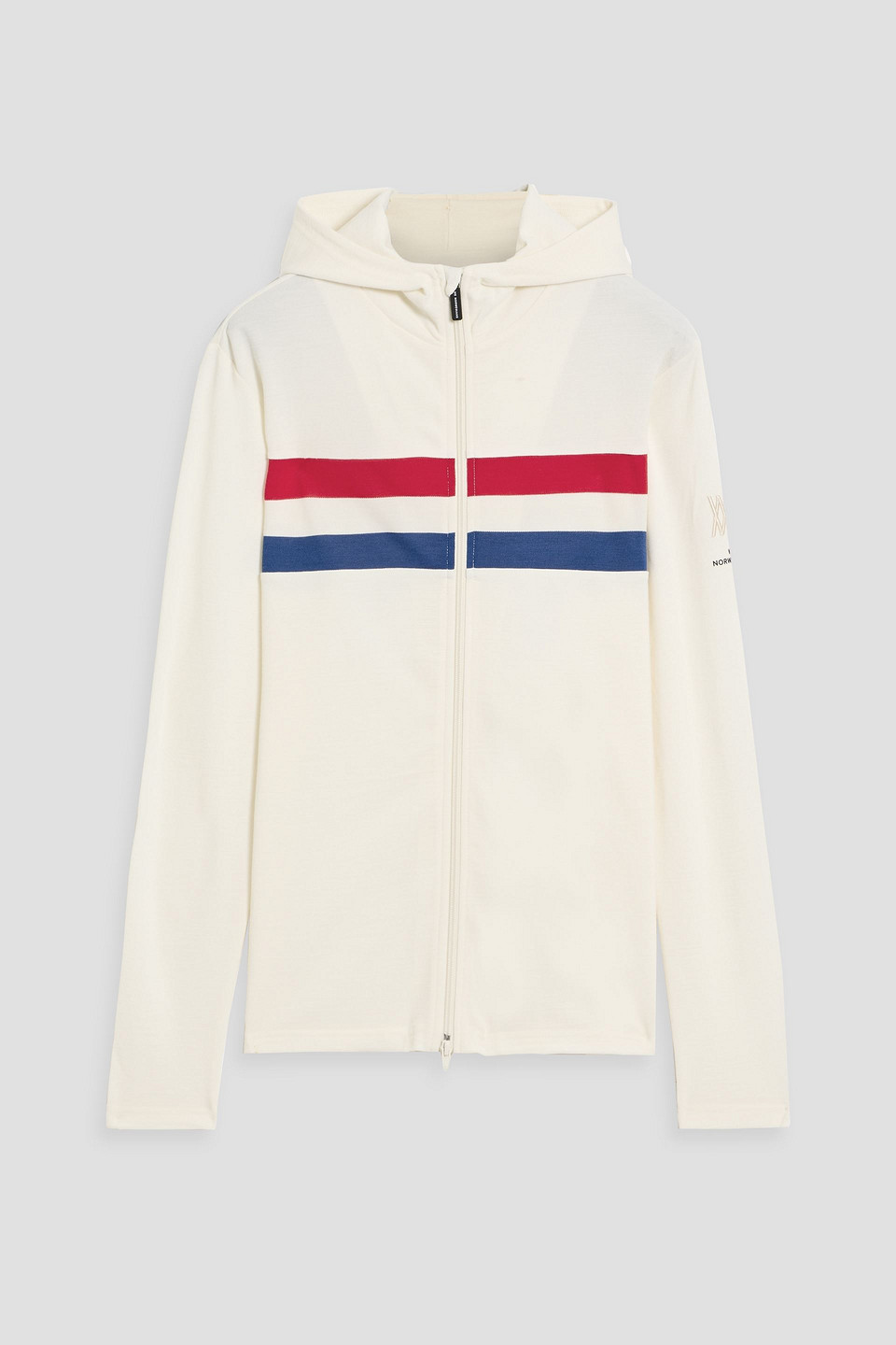 We Norwegians Striped Wool-blend Zip-up Hoodie In Neutral