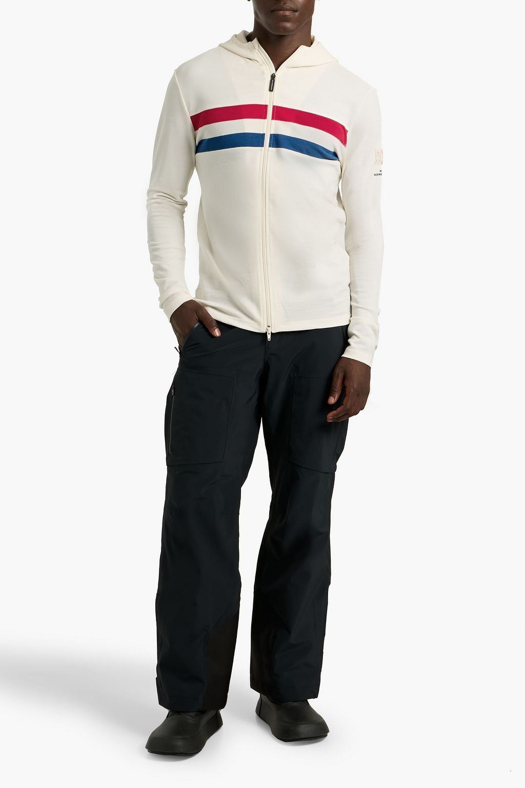 WE NORWEGIANS Striped wool-blend zip-up hoodie