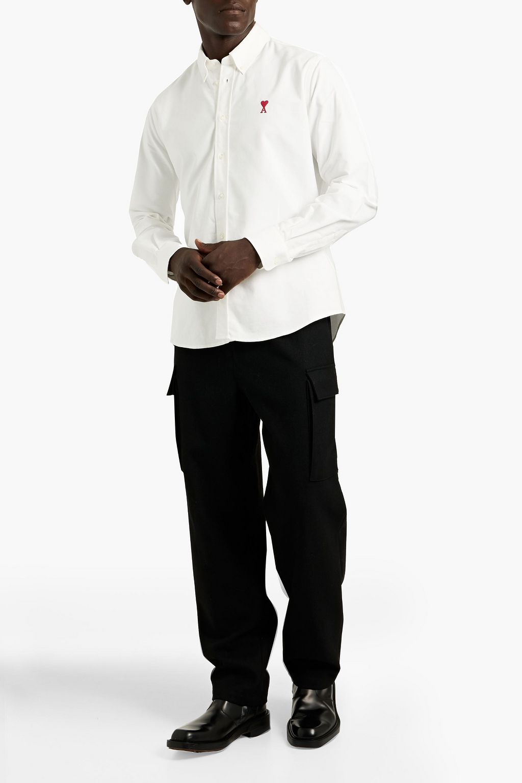 AMI ALEXANDRE MATTIUSSI Embroidered cotton shirt