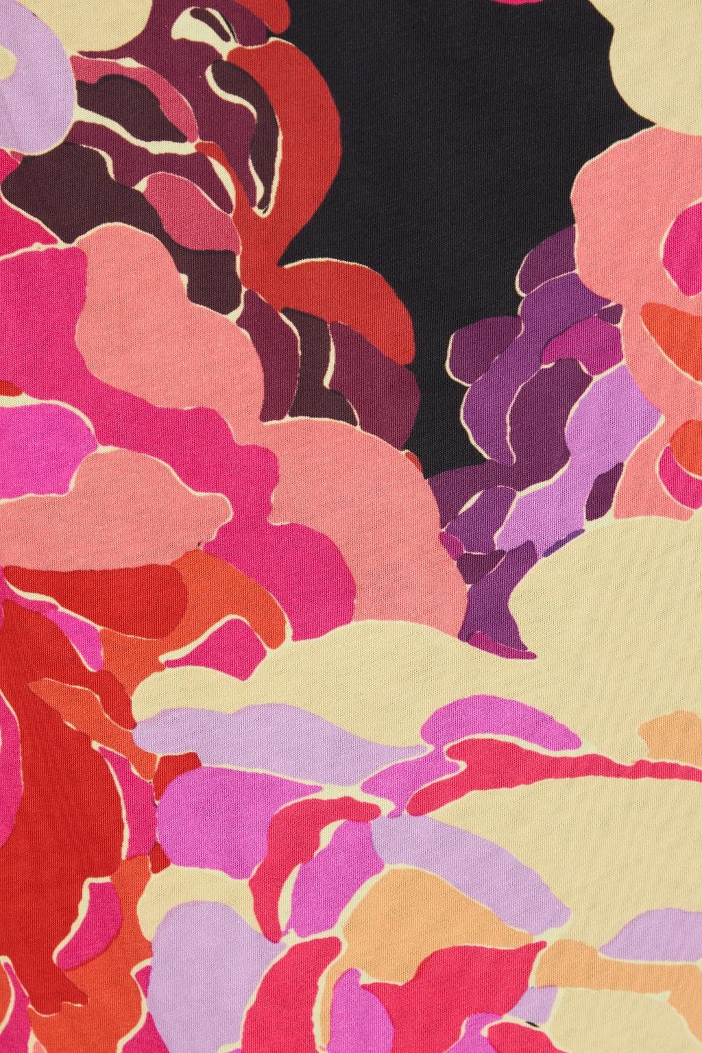 DRIES VAN NOTEN فستان من الجاكار القطني مزين بطبعة الأزهار بفتحات وبقصة ملفوفة