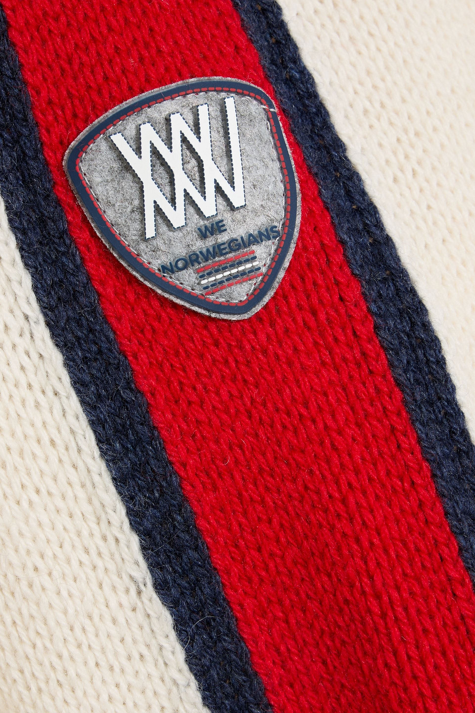 We Norwegians Zermatt Striped Wool And Cashmere-blend Half-zip Sweater In White