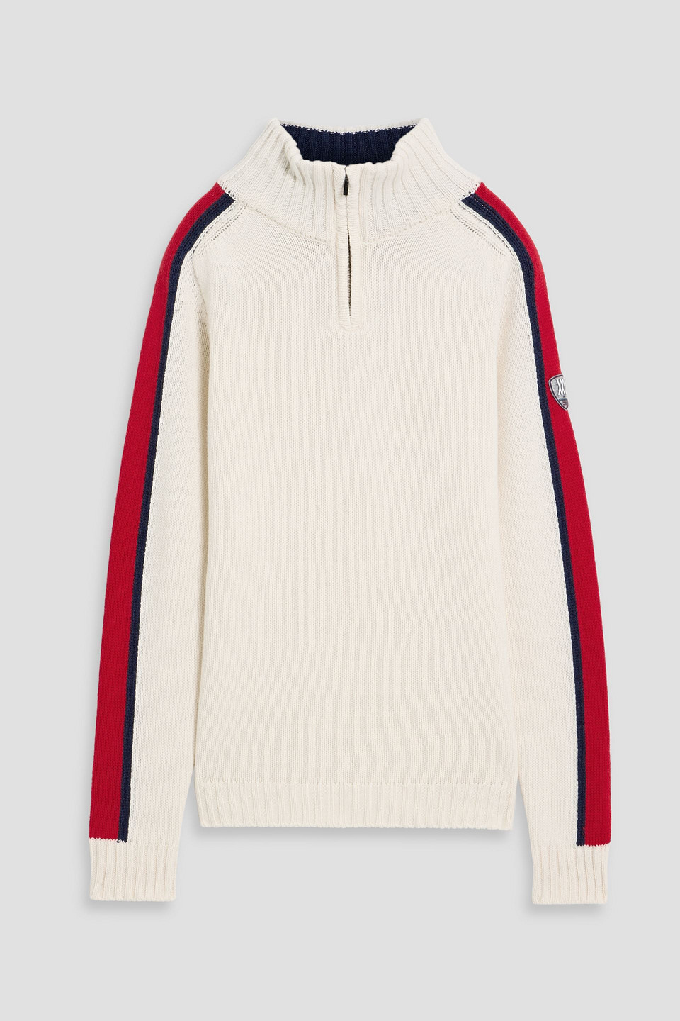 We Norwegians Zermatt Striped Wool And Cashmere-blend Half-zip Sweater In White