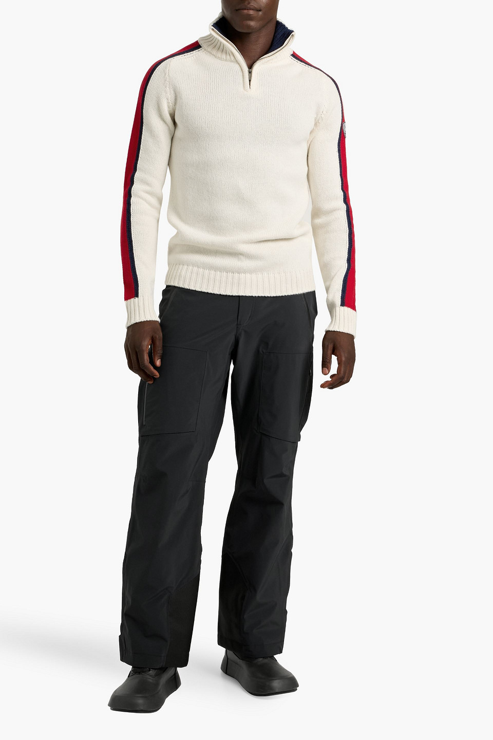 We Norwegians Zermatt Striped Wool And Cashmere-blend Half-zip Sweater In White