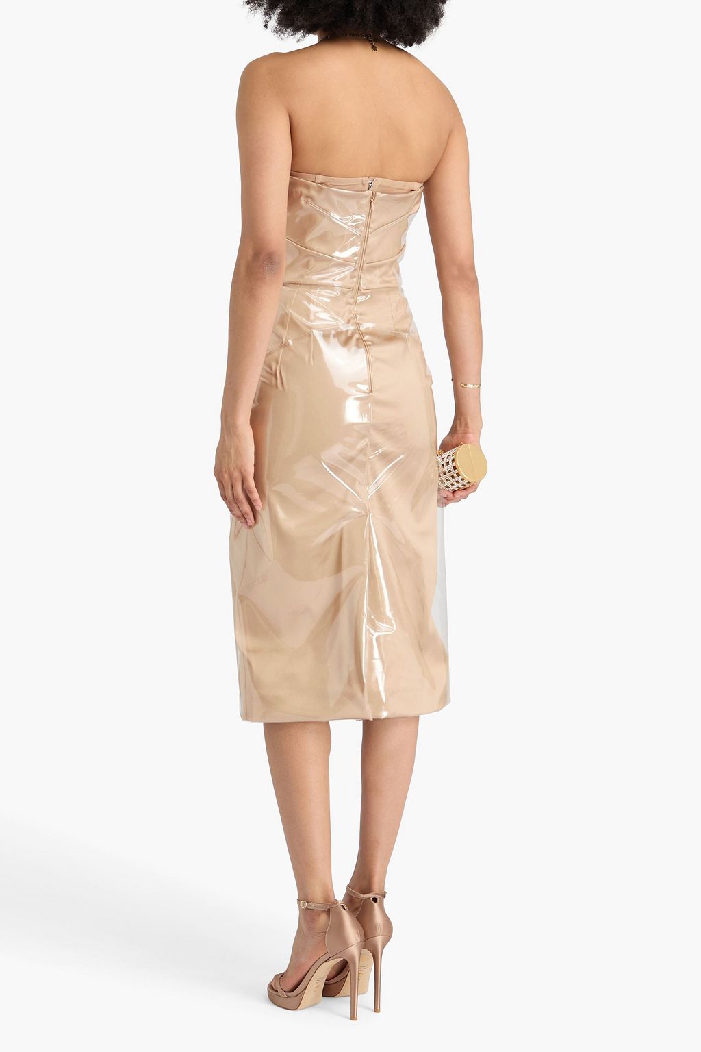 DOLCE&GABBANA + Kim Kardashian strapless PVC and satin midi dress