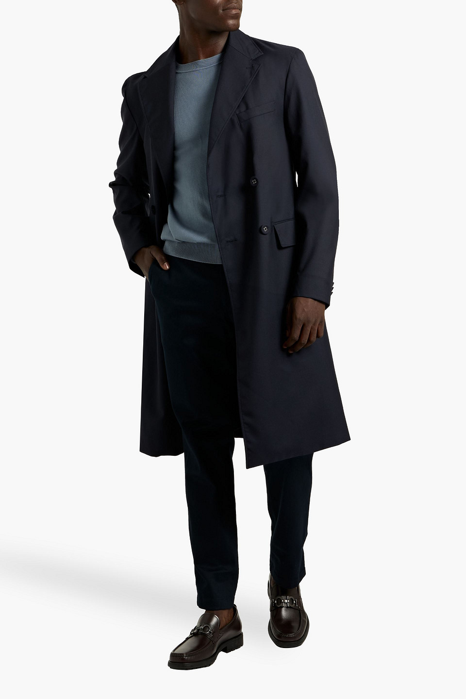 Officine Generale Lisandre Double-breasted Wool-blend Coat In Blue