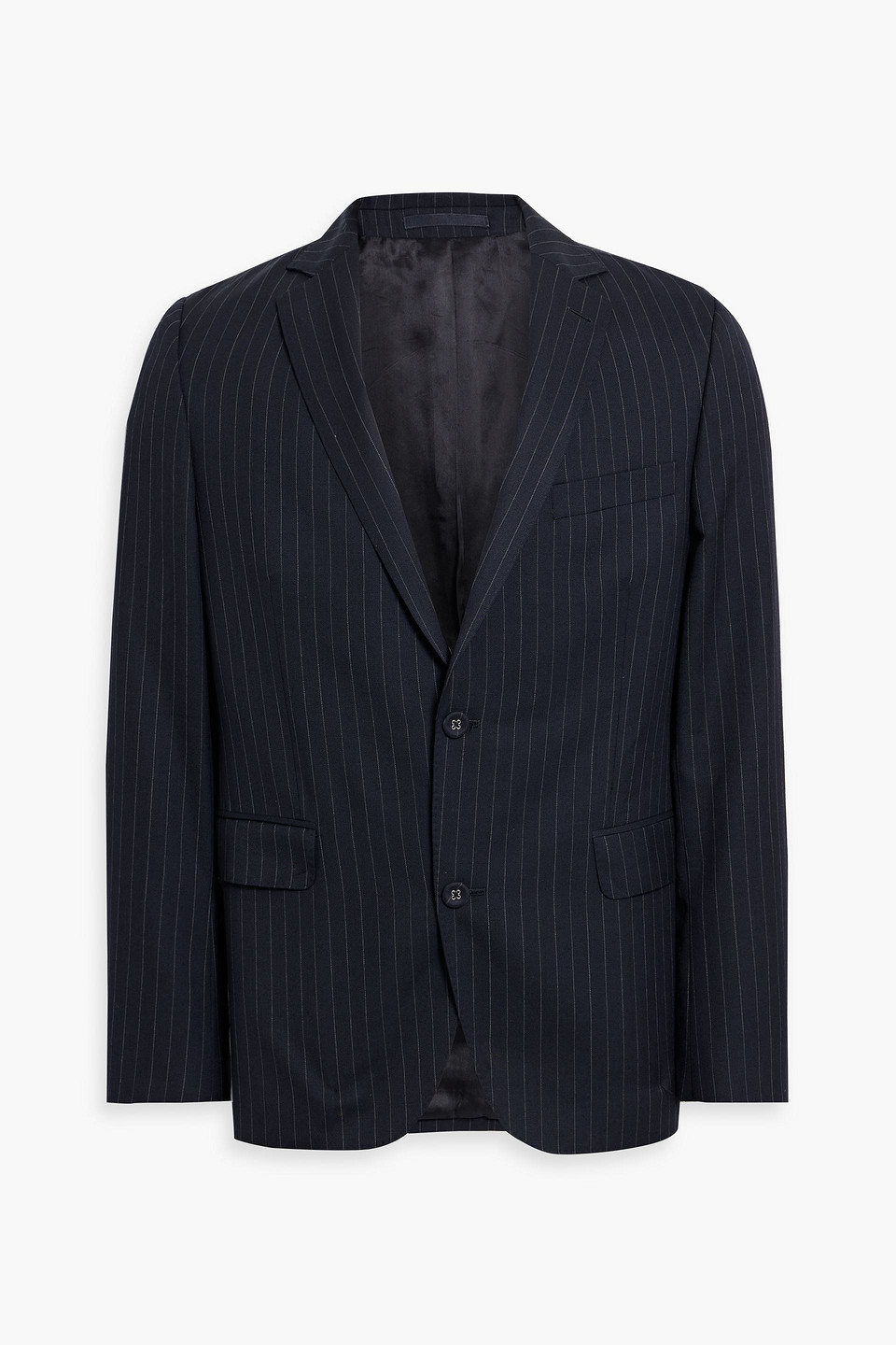Officine Generale 375 Pinstriped Wool-twill Blazer In Black
