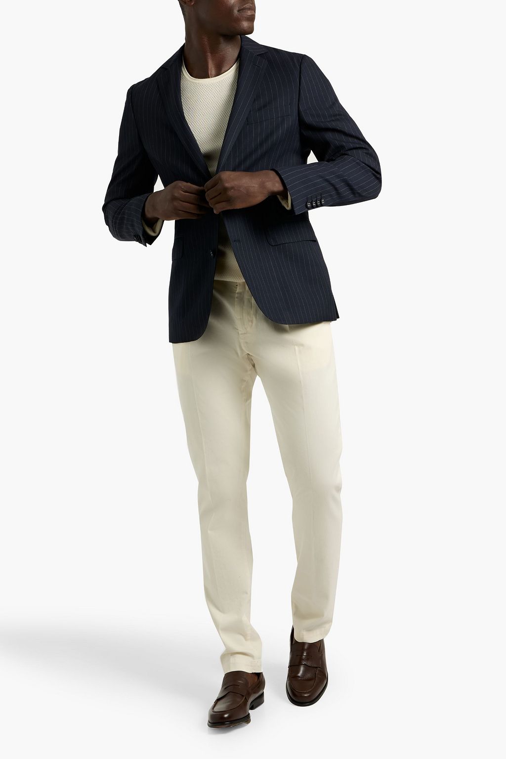 OFFICINE GÉNÉRALE 375 pinstriped wool-twill blazer