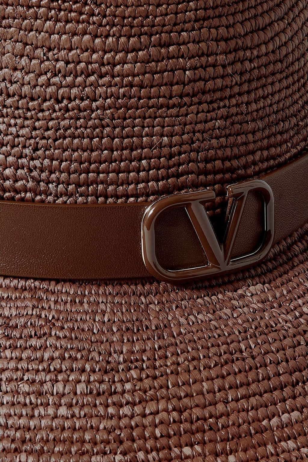 VALENTINO GARAVANI قبعة فيدورا VLOGO بتأثير القش وحواف من الجلد