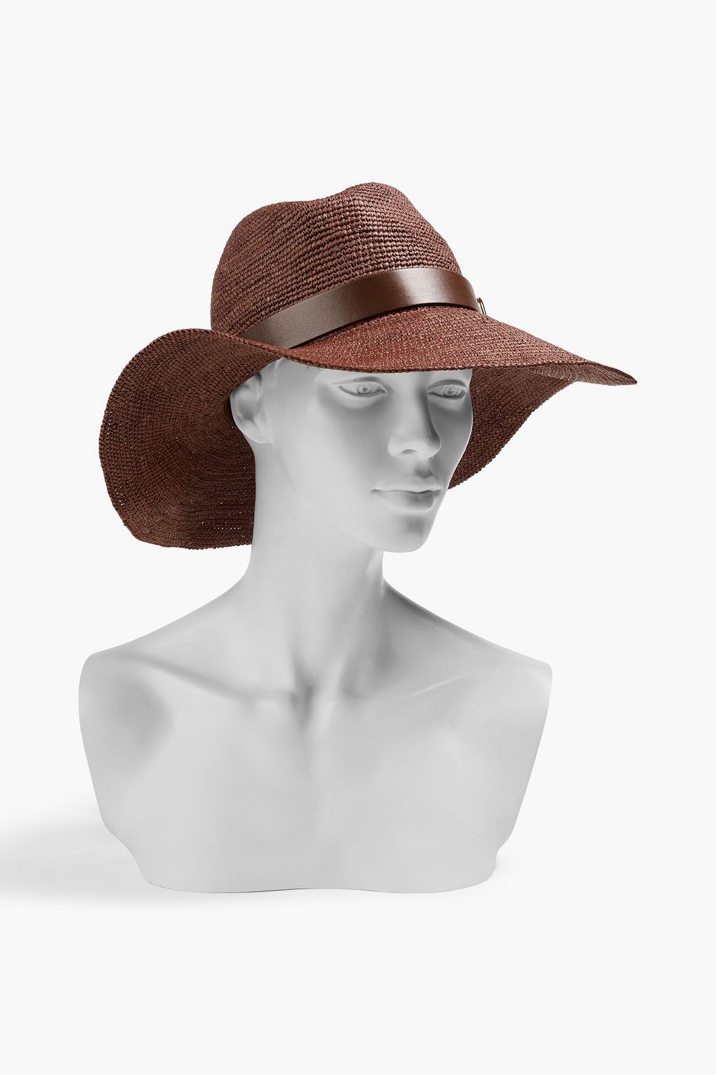 VALENTINO GARAVANI قبعة فيدورا VLOGO بتأثير القش وحواف من الجلد