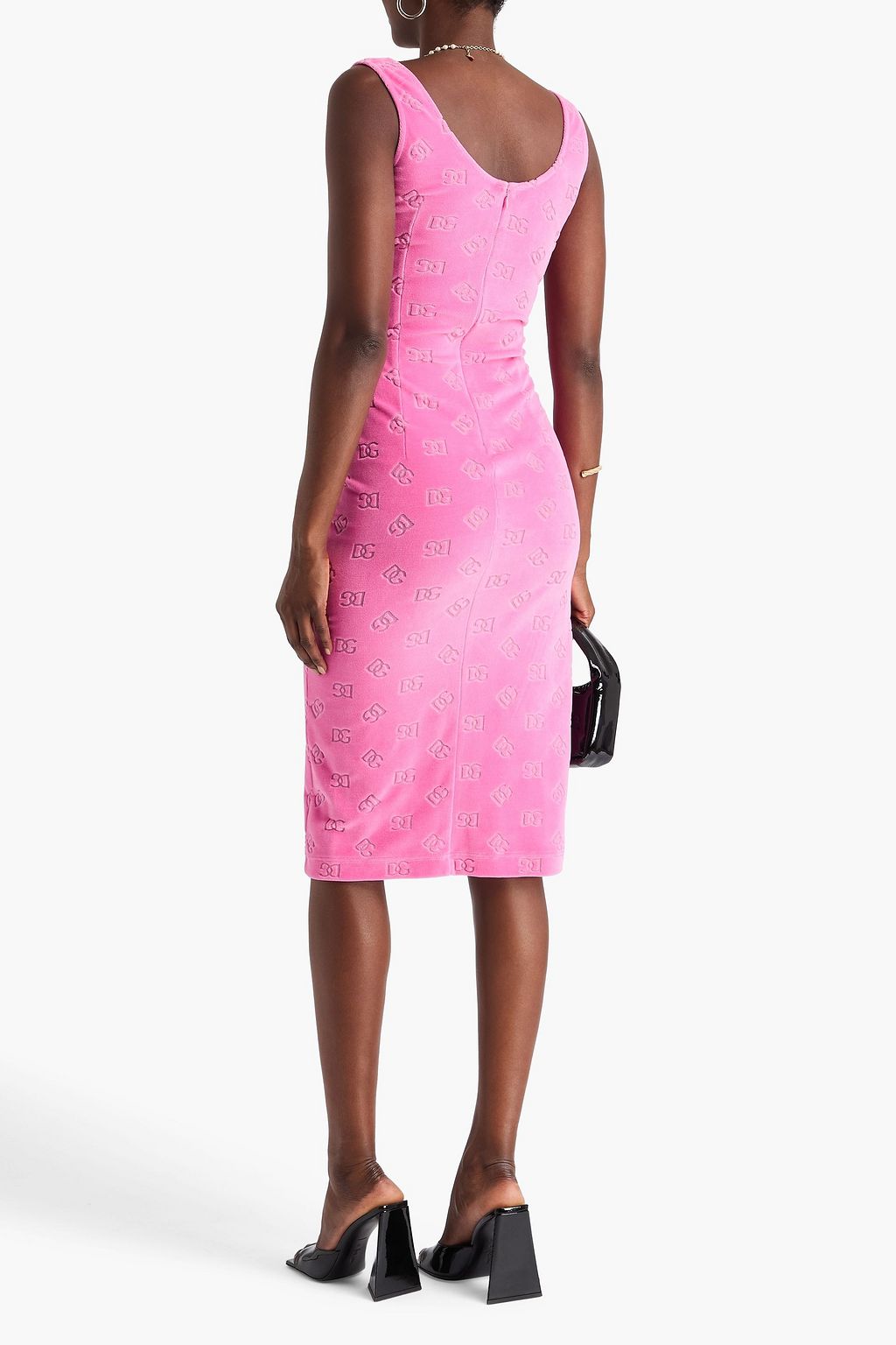 DOLCE&GABBANA Cotton-velvet jacquard midi dress