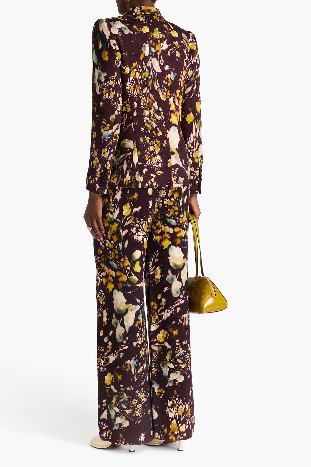 DRIES VAN NOTEN بليزر من قماش كلوكيه مطبّع بنقوش الأزهار ومزيّن بصفّين من الأزرار
