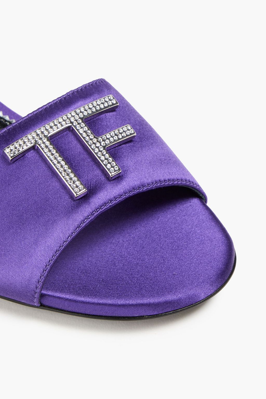 TOM FORD Crystal-embellished satin mules