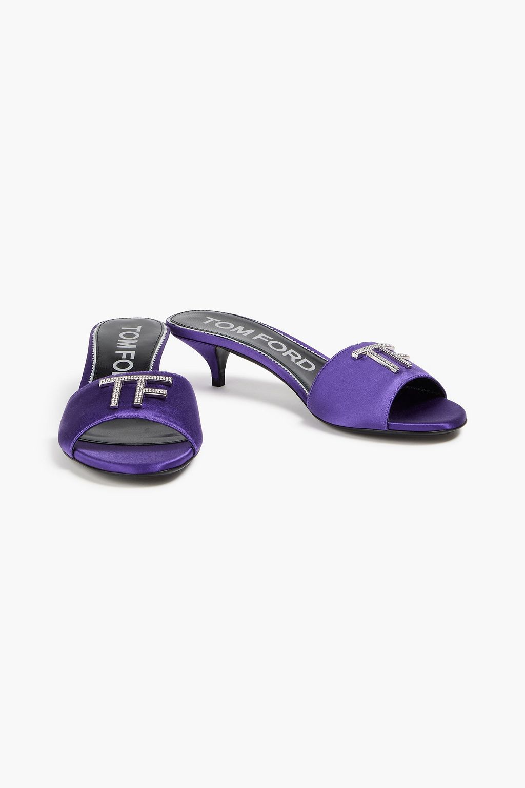 TOM FORD Crystal-embellished satin mules