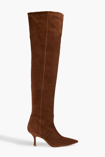 STUART WEITZMAN بوت ناعومي بطول أعلى الركبة من جلد السويد