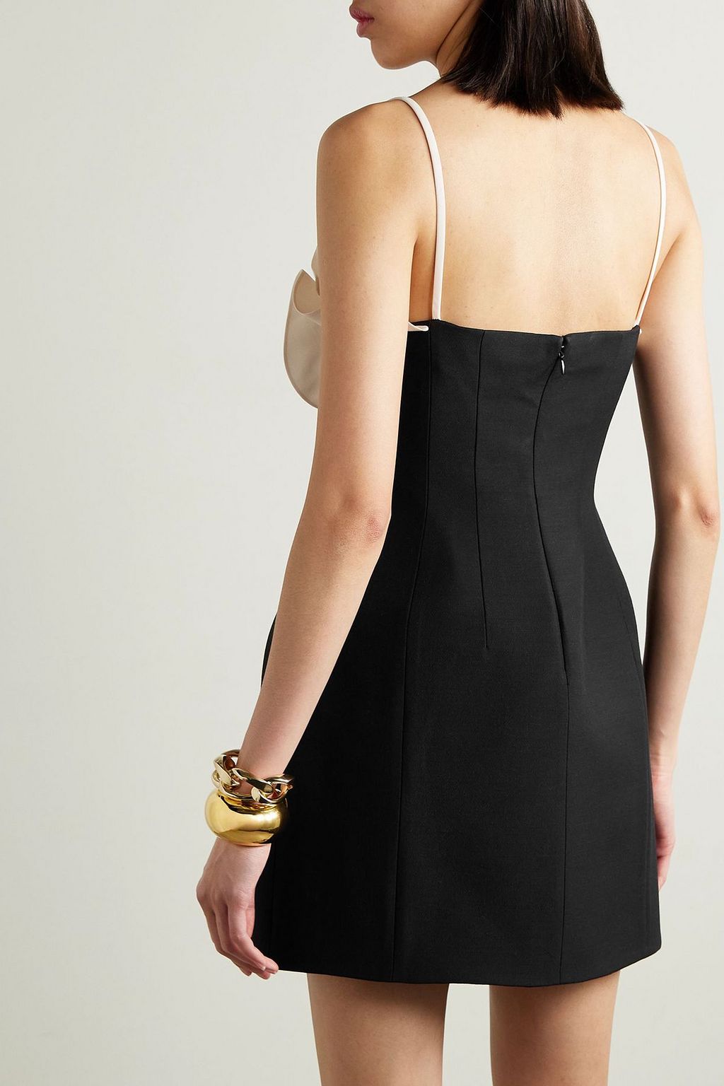 VALENTINO GARAVANI Appliquéd wool and silk-blend crepe mini dress