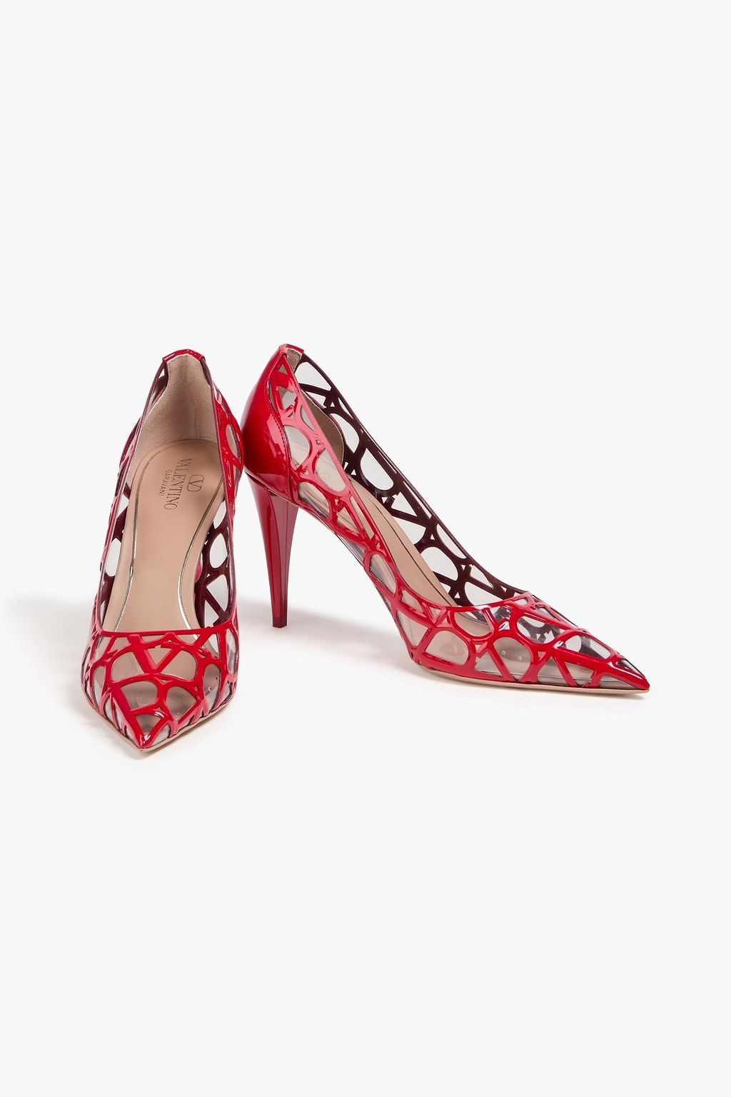 VALENTINO GARAVANI Toile Iconographe PVC and patent-leather pumps
