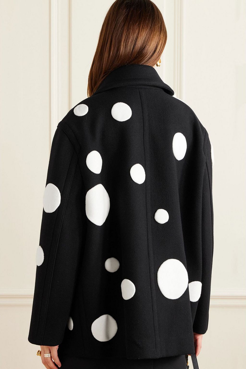 VALENTINO GARAVANI Double-breasted polka-dot wool-blend coat
