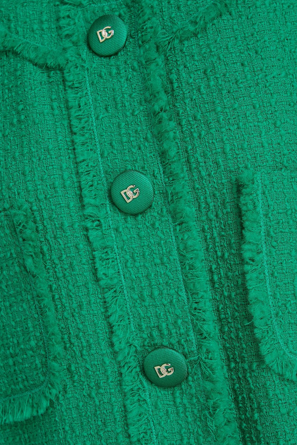 DOLCE&GABBANA Jacke aus Tweed aus einer Wollmischung mit Fransen