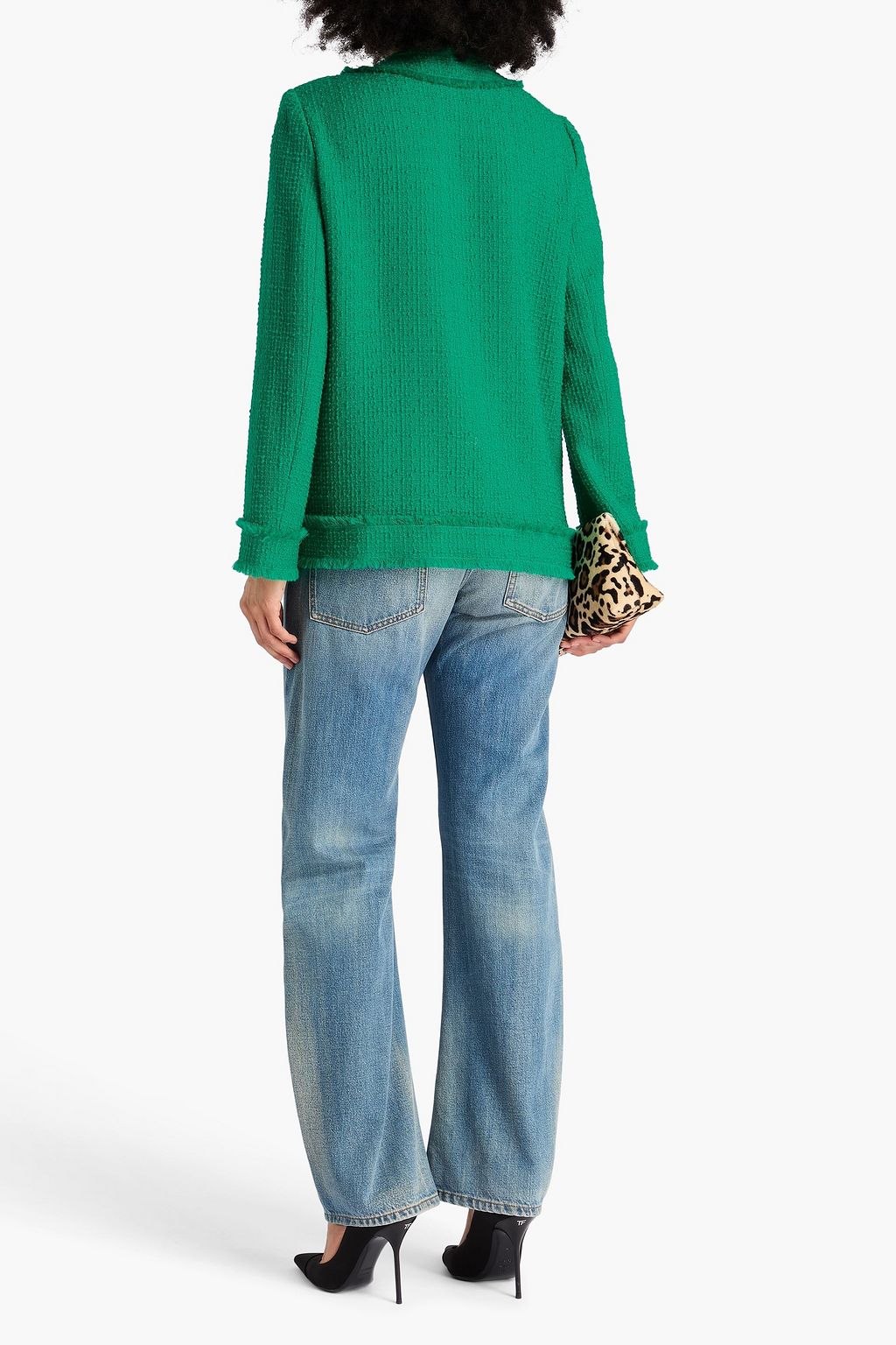 DOLCE&GABBANA Jacke aus Tweed aus einer Wollmischung mit Fransen