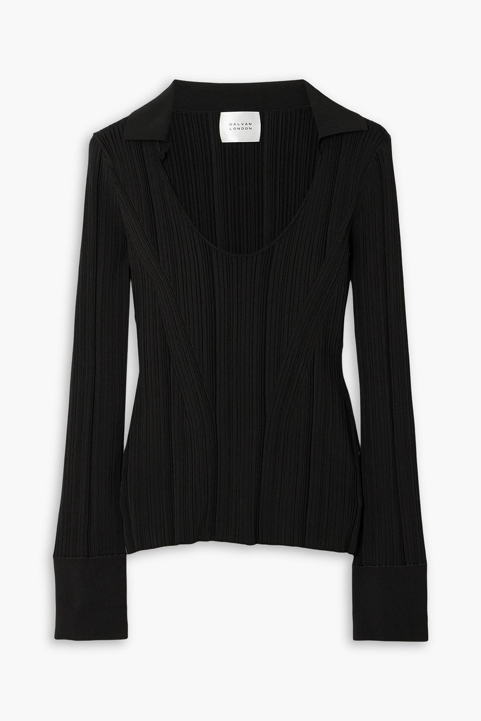 Galvan Dawn Ribbed-knit Top In Black