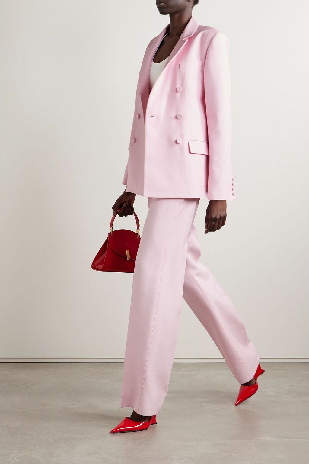 VALENTINO GARAVANI Double-breasted wool and silk-blend crepe blazer
