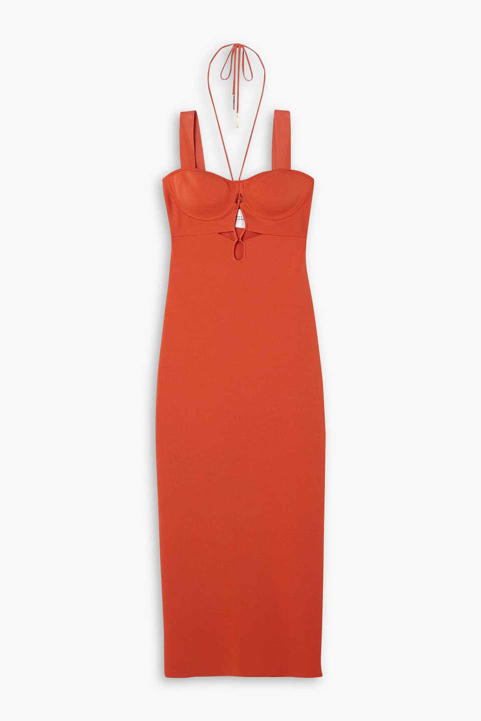 Galvan Kali Cutout Stretch-knit Midi Dress In Orange
