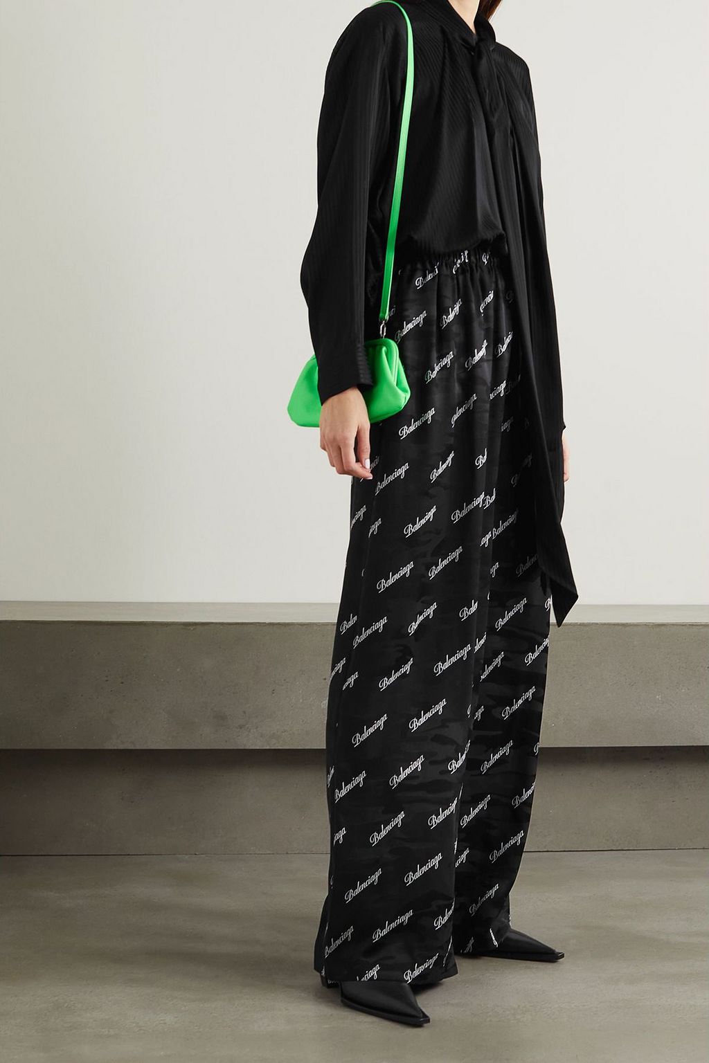 BALENCIAGA Pussy-bow satin-jacquard blouse