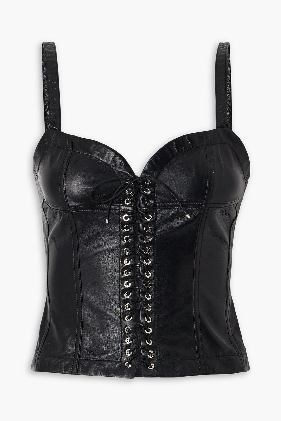 Ludovic De Saint Sernin Lace-up Leather Bustier Top In Blue