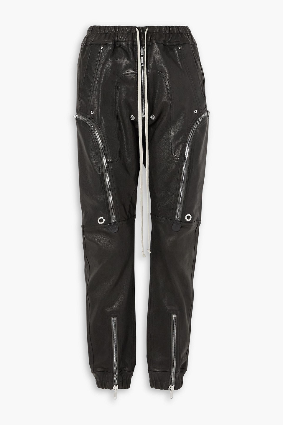 Rick Owens Zip-detailed Leather-blend Pants In Black