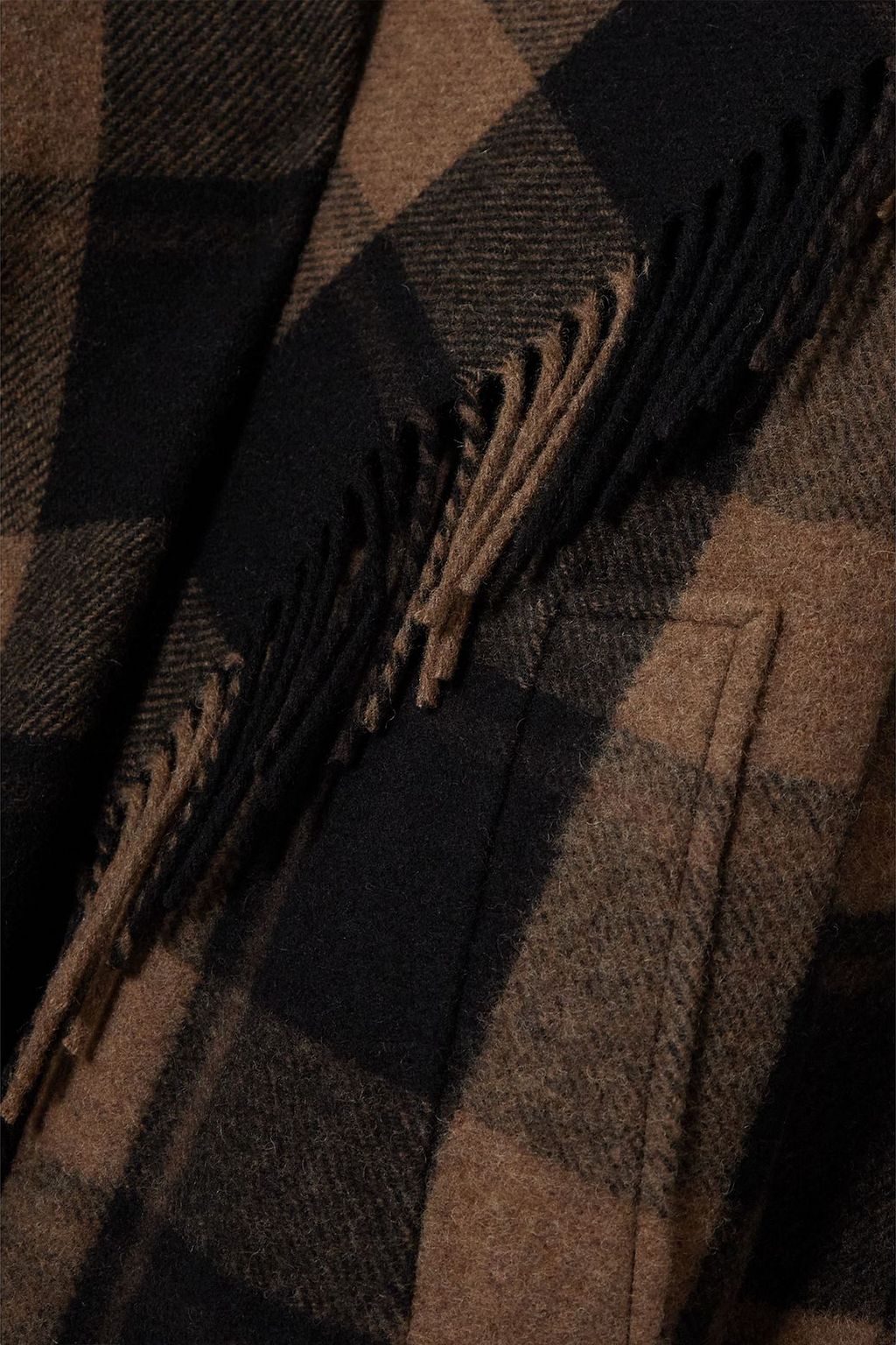 BALENCIAGA Fringed checked wool-blend coat