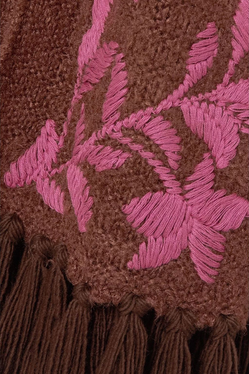 VALENTINO GARAVANI Fringed embroidered wool and silk-blend wrap
