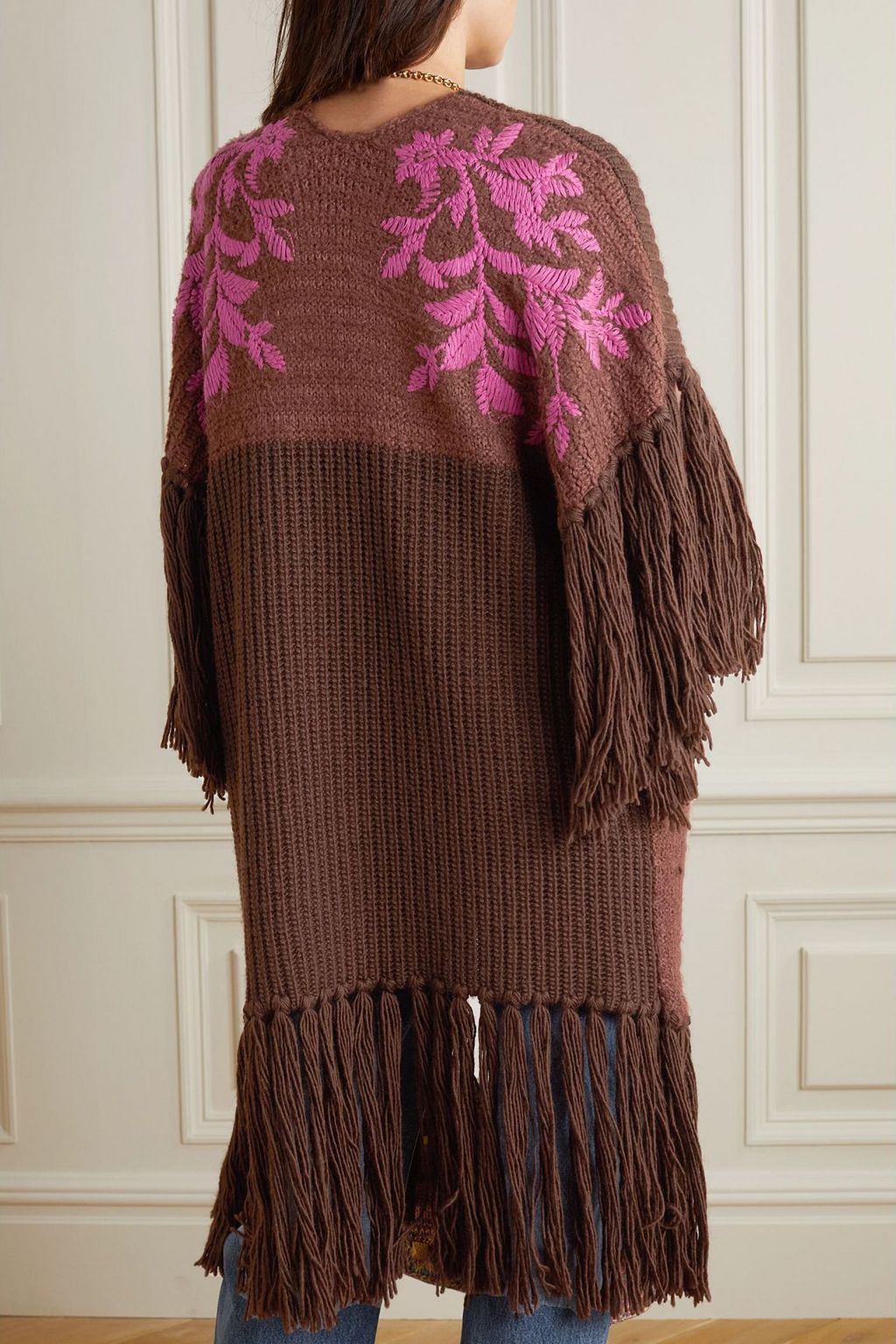 VALENTINO GARAVANI Fringed embroidered wool and silk-blend wrap