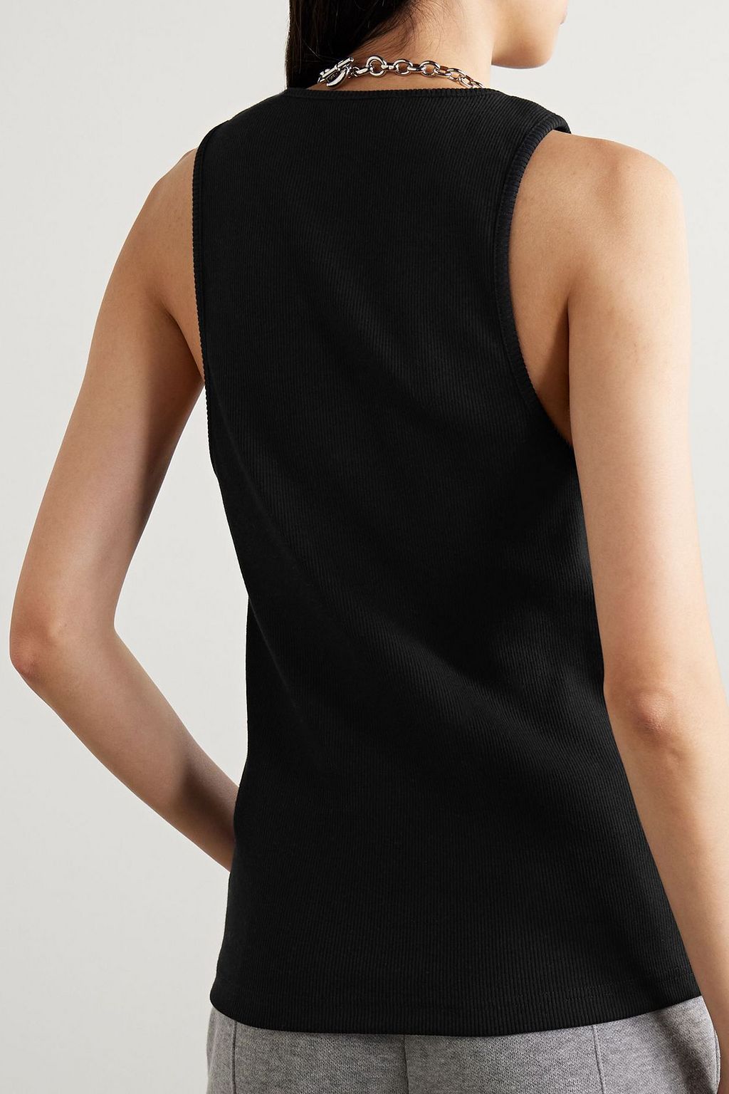 JW ANDERSON Embroidered ribbed-jersey tank