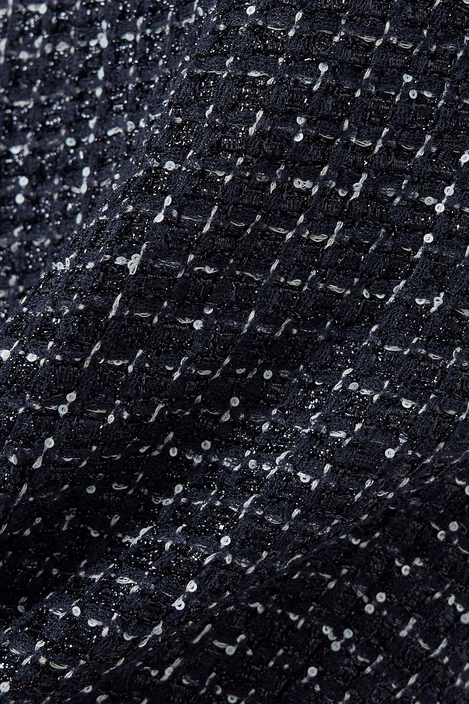 Alessandra Rich Sequin-embellished Metallic Tweed Straight-leg Pants In Blue