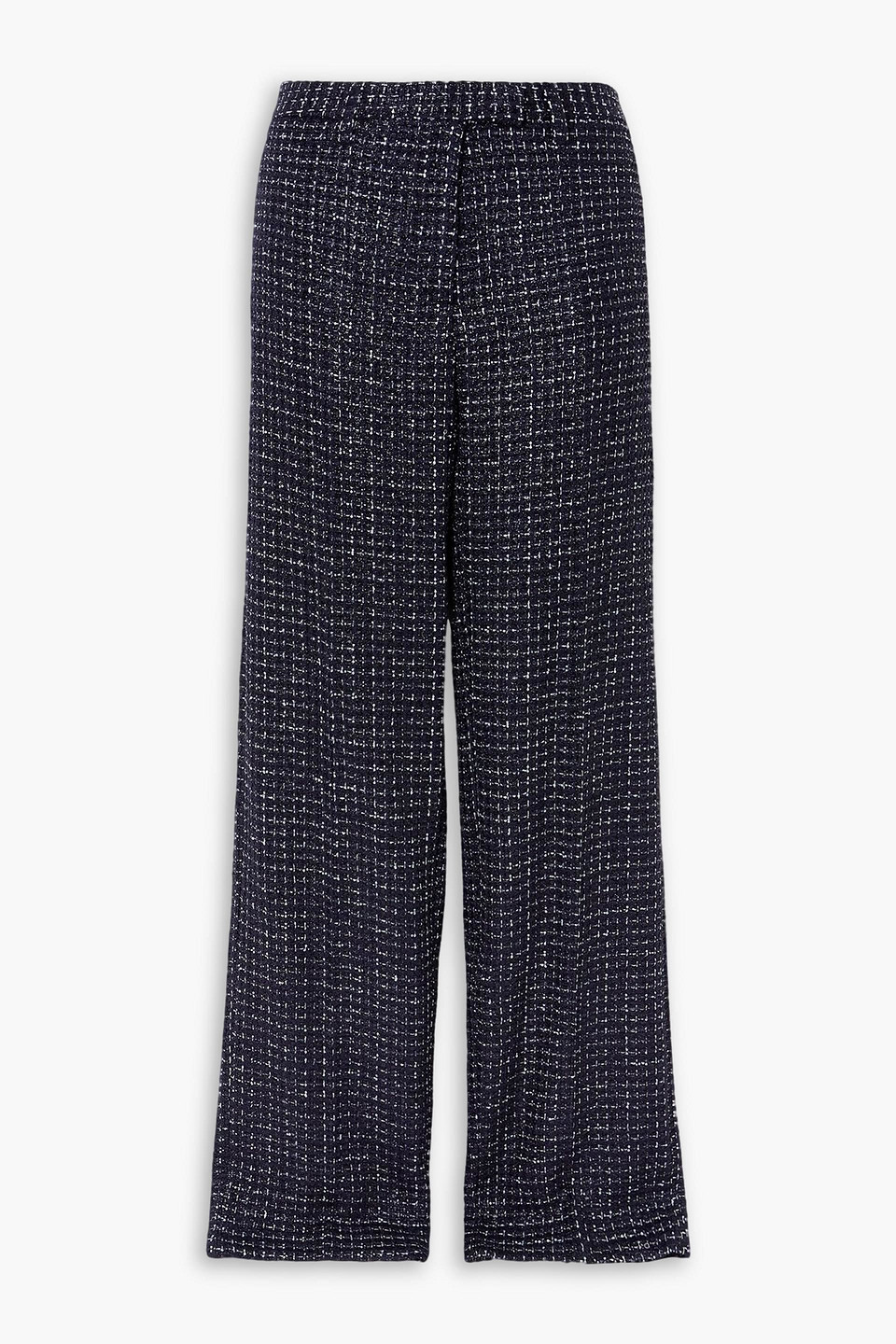 Alessandra Rich Sequin-embellished Metallic Tweed Straight-leg Pants In Blue