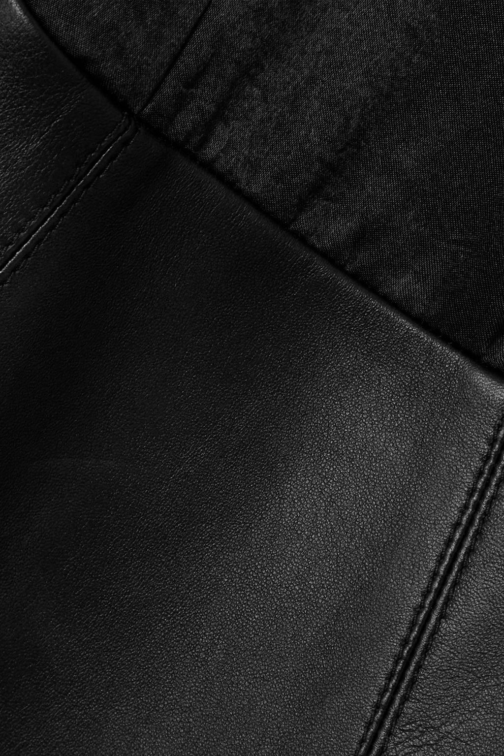 LUDOVIC DE SAINT SERNIN Leather-trimmed silk-satin maxi skirt
