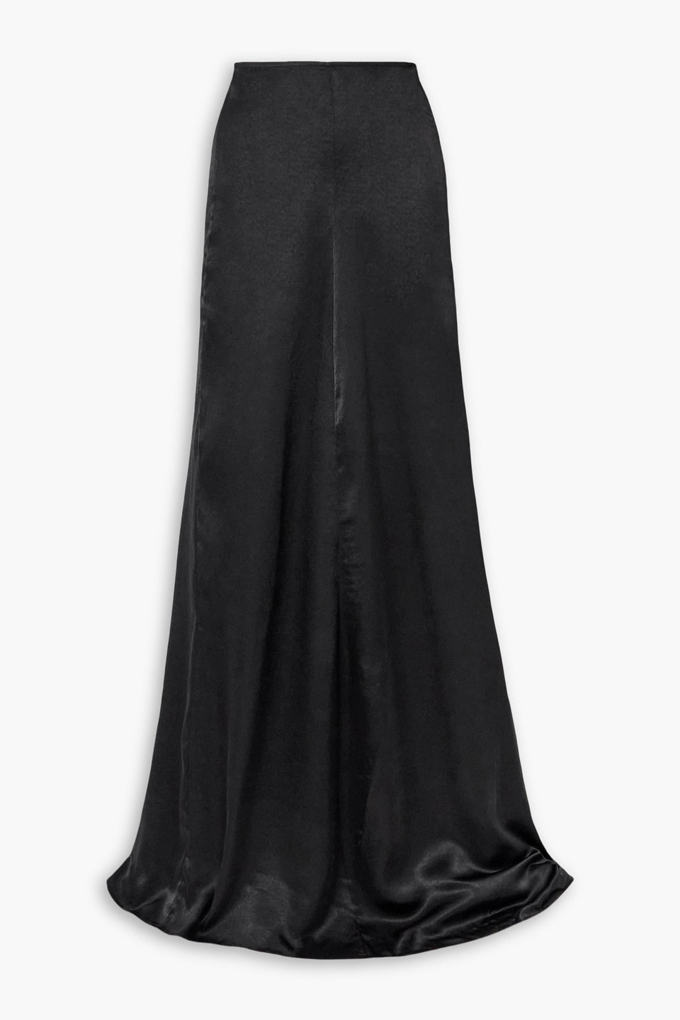 Ludovic De Saint Sernin Leather-trimmed Silk-satin Maxi Skirt In Black