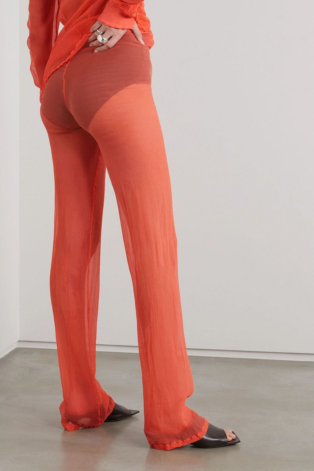 DRIES VAN NOTEN Silk-crepon straight-leg pants