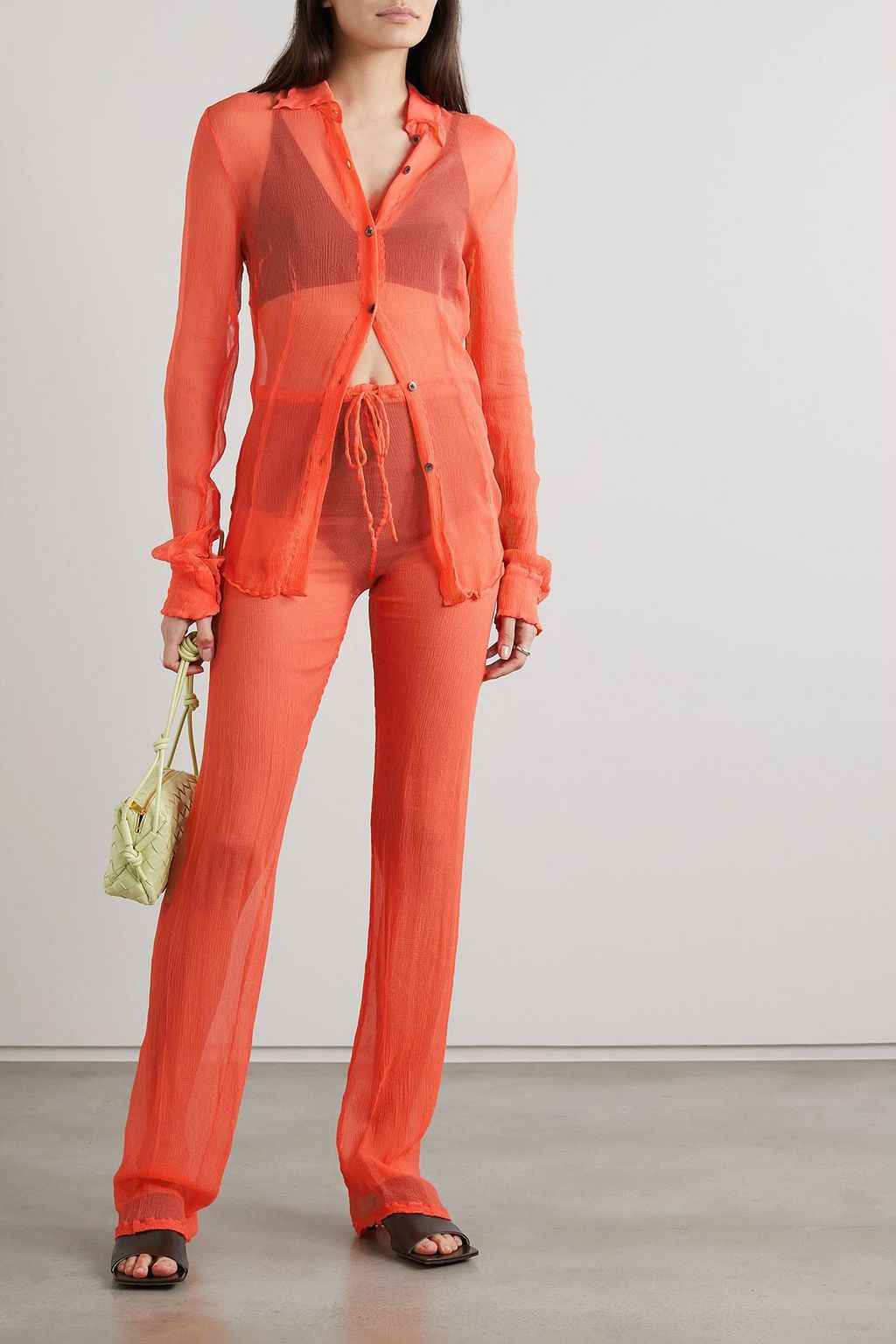 DRIES VAN NOTEN Silk-crepon straight-leg pants