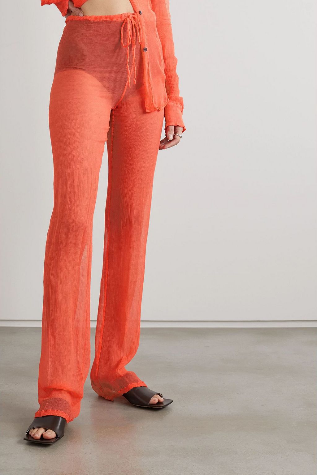DRIES VAN NOTEN Silk-crepon straight-leg pants