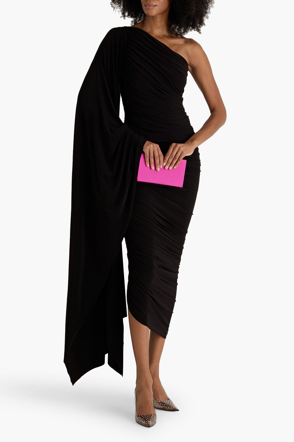 NORMA KAMALI Diana one-sleeve ruched stretch-jersey gown