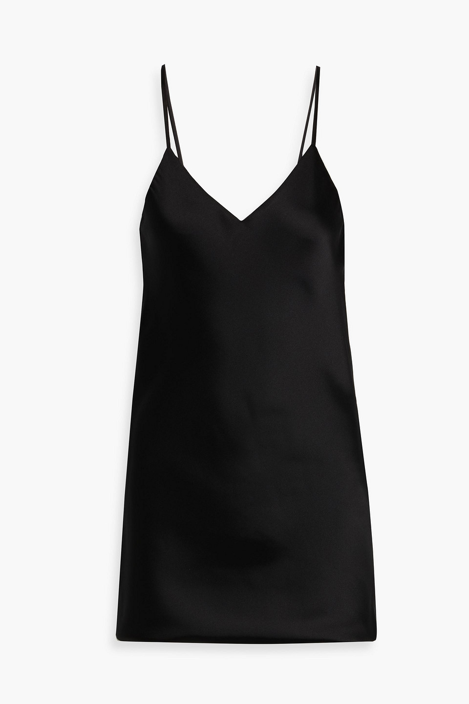 Norma Kamali Satin Mini Slip Dress In Black