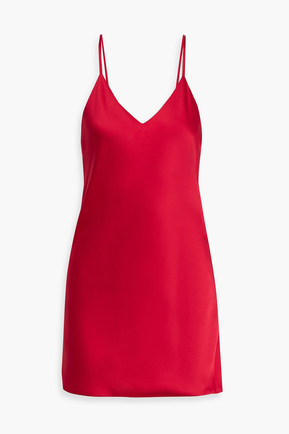 Norma Kamali Satin Mini Slip Dress In Red