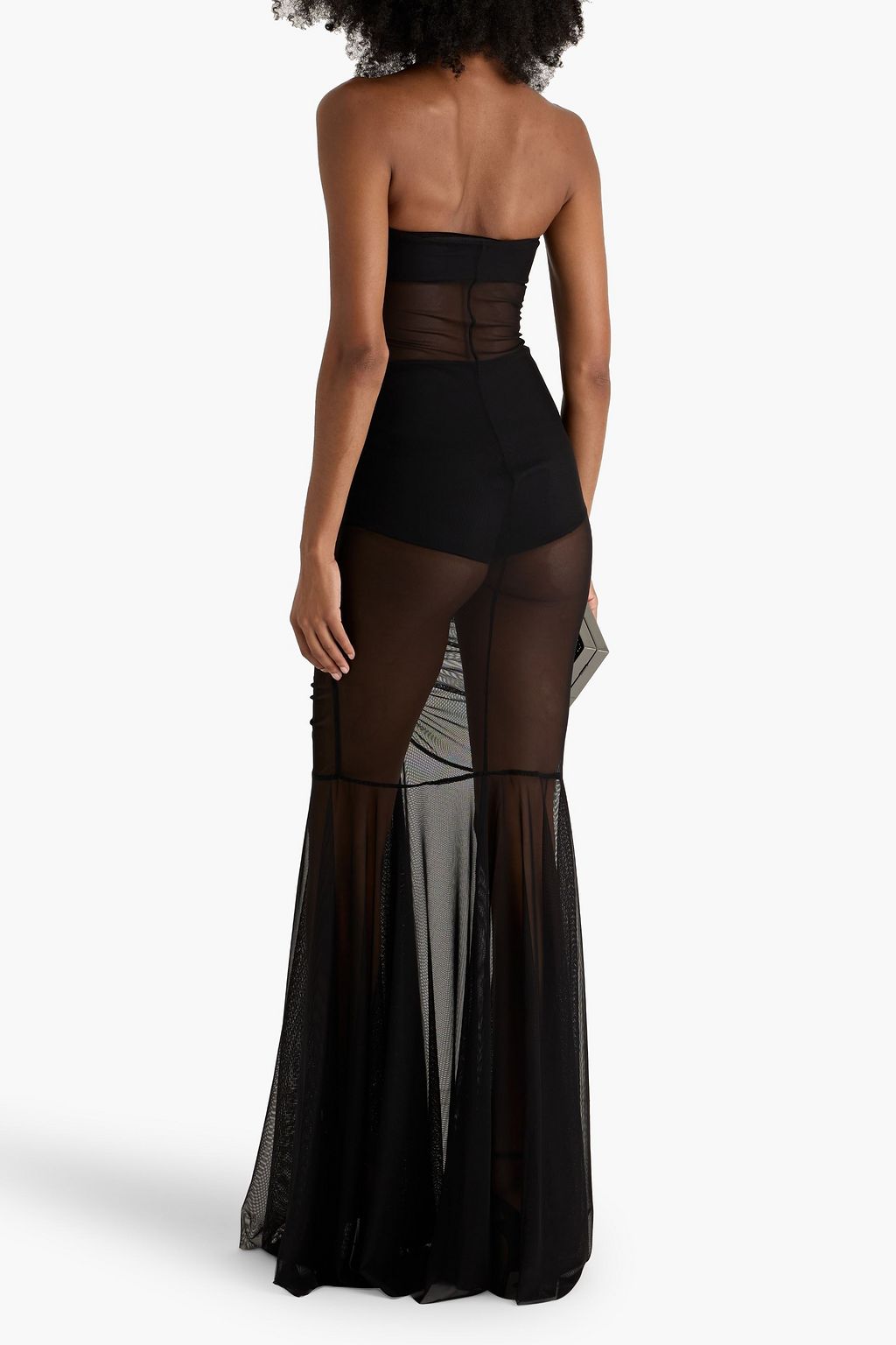 NORMA KAMALI Strapless ruched stretch-mesh gown