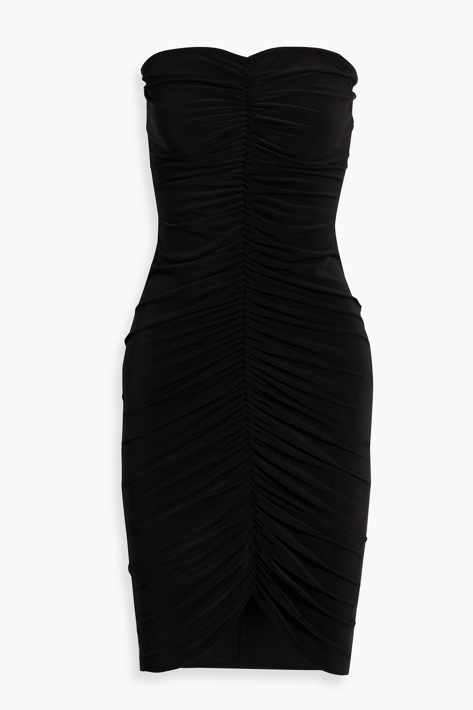 Norma Kamali Strapless Ruched Stretch-jersey Dress In Black